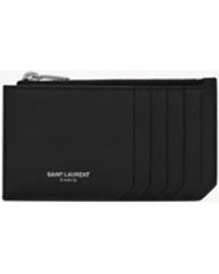 Saint Laurent - Paris Fragments Porte-cartes Zippé En Cuir Grain De Poudre - Lyst