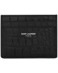 Saint Laurent - Crocodile-Embossed Card Holder - Lyst