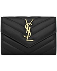 Saint Laurent - Leather Quilted Wallet - Lyst