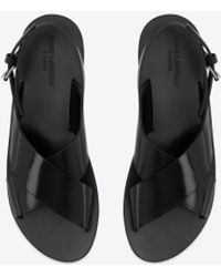Saint Laurent - Mojave sandalen aus glasiertem leder schwarz - Lyst