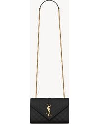 Saint Laurent - Small Envelope Quilted Grain Leather Bag - Lyst