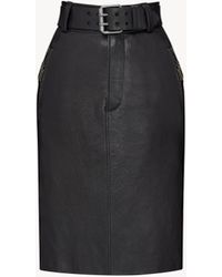 Saint Laurent - Belted Pencil Skirt - Lyst