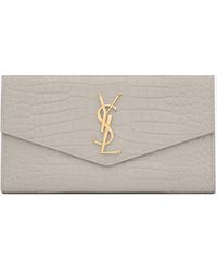 Saint Laurent - Uptown Large Wallet In Crocodile-embossed Shiny Leather - Lyst
