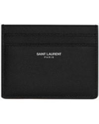 Saint Laurent - Paris Porte-cartes En Cuir Embossé Grain De Poudre - Lyst