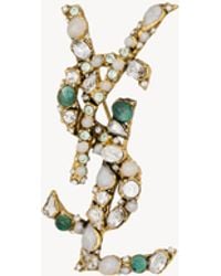 Saint Laurent - Cassandre Crystal Brooch - Lyst