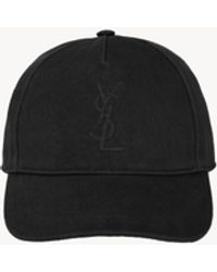 Saint Laurent - Cassandre Kappe Aus Baumwoll-Denim-Twill - Lyst