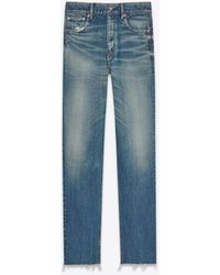 Saint Laurent - Gerade jeans aus blauem-denim blau - Lyst