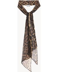 Saint Laurent - Leopard-Print Lavallière Scarf - Lyst