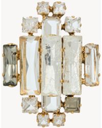 Saint Laurent - Crystal Medallion Brooch - Lyst