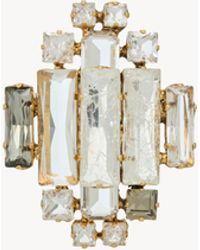 Saint Laurent - Broche Tipo Medallón De Cristal Y Metal - Lyst