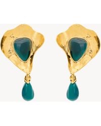 Saint Laurent - Boucles D'Oreilles À Pendants Pétales En Résine Et Métal - Lyst