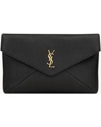 Saint Laurent - Leather Cassandre Envelope Pouch - Lyst