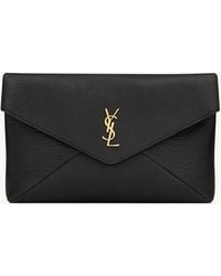 Saint Laurent - Leather Cassandre Envelope Pouch - Lyst
