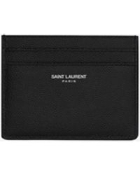 Saint Laurent Id Card Case In Grain De Poudre Embossed Leather in 