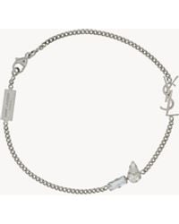 Saint Laurent - Cassandre Charm-Armband Aus Messing One Sizend Strass - Lyst