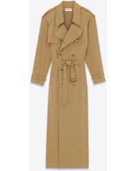 Saint Laurent Trench In Twill - Natural