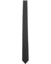Saint Laurent - Gestreifte cassandre krawatte aus seidenjacquard schwarz - Lyst