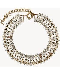 Saint Laurent - Oversized Crystal Pyramid Necklace - Lyst