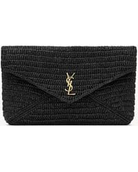 Saint Laurent - カサンドラ ラージ エンベロープポーチ（ラフィア） マロン - Lyst