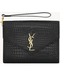 Saint Laurent - Clutch Con Placca Logo - Lyst