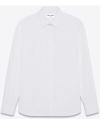 Saint Laurent - Hemd mit yves-kragen aus baumwollpopeline im slim-fit weiß - Lyst