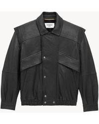 Saint Laurent - Bomberjacke Aus Bubble-Lammleder - Lyst