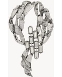 Saint Laurent - Kristallbesetzte Wasserfall-Brosche Aus Metall - Lyst
