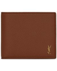 Saint Laurent - Tiny cassandre portefeuille east/west avec porte-monnaie en cuir grainé - Lyst