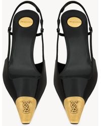 Saint Laurent - Jeanne 75 Leather Slingback Pumps - Lyst