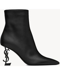 Saint Laurent - Opyum Booties In Leather With Black Heel - Lyst