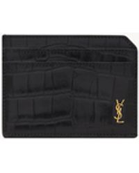 Saint Laurent - Tiny Cassandre Porte-Cartes Ouvert En Cuir Mat Embossé Crocodile - Lyst