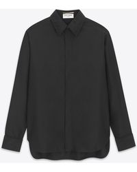 Saint Laurent - Boyfriend Shirt In Cotton And Silk Taffeta - Lyst