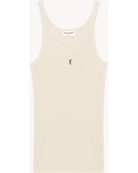 Saint Laurent - Logo Cotton Sleeveless Tank. - Lyst