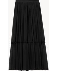 Saint Laurent - Pleated Silk Maxi Skirt - Lyst