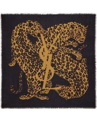 Saint Laurent - Cassandre Leopard Square Scarf - Lyst
