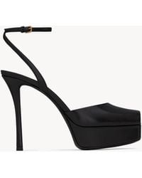 Saint Laurent - Leather La Scandale Platform Sandals 85 - Lyst