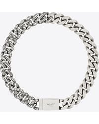 Saint Laurent Rhinestone Thick Curb Chain Necklace In Metal - Metallic