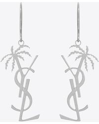 Saint Laurent - Monogram Palm Earrings In Metal - Lyst