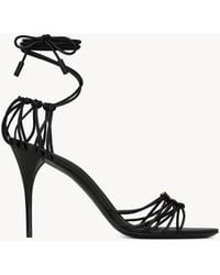 Saint Laurent - Schwarze Stiletto-Sandalen Mit Schnürung - Lyst