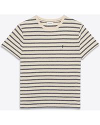 Saint Laurent - T-shirt cassandre à rayures en jersey - Lyst