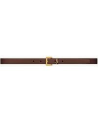 Saint Laurent - Fine Ceinture Cassandre En Cuir Lisse - Lyst