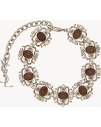 Saint Laurent - Crystal Flower Bracelet - Lyst