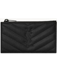 Saint Laurent - Monogram Matelasse Lambskin Leather Card Holder - Lyst