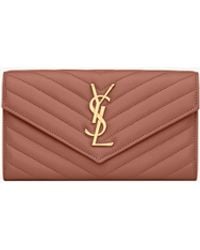 Saint Laurent - Cassandre Fragments Kartenetui Mit Überschlag Aus Lammleder - Lyst