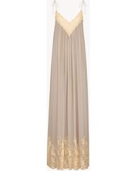 Saint Laurent - Kleid Mit Raffungen Aus Seiden-Crêpe-Musselin One Sizend Spitze - Lyst