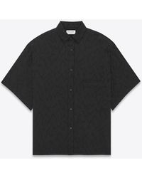 Saint Laurent - Oversized-hemd aus matter nd glänzender seide schwarz - Lyst