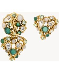 Saint Laurent - Cassandre Crystal Heart Earrings - Lyst