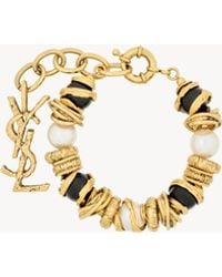 Saint Laurent - Loulou Pearl And Disk Bracelet - Lyst