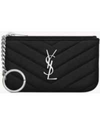 Saint Laurent - Cassandre Matelassé Astuccio Portachiavi Nero - Lyst