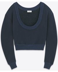 Saint Laurent - Scoop-neck Cropped Sweatshirt - Lyst